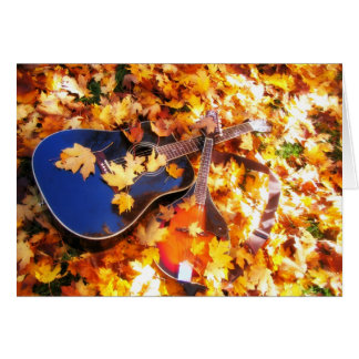 Gitarr och Mandolin i löven Hälsningskort