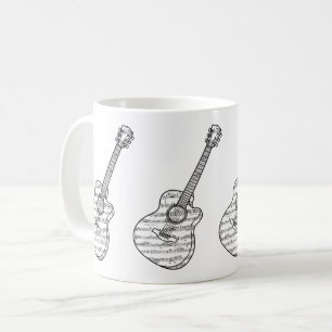Gitarr och notblad kaffemugg