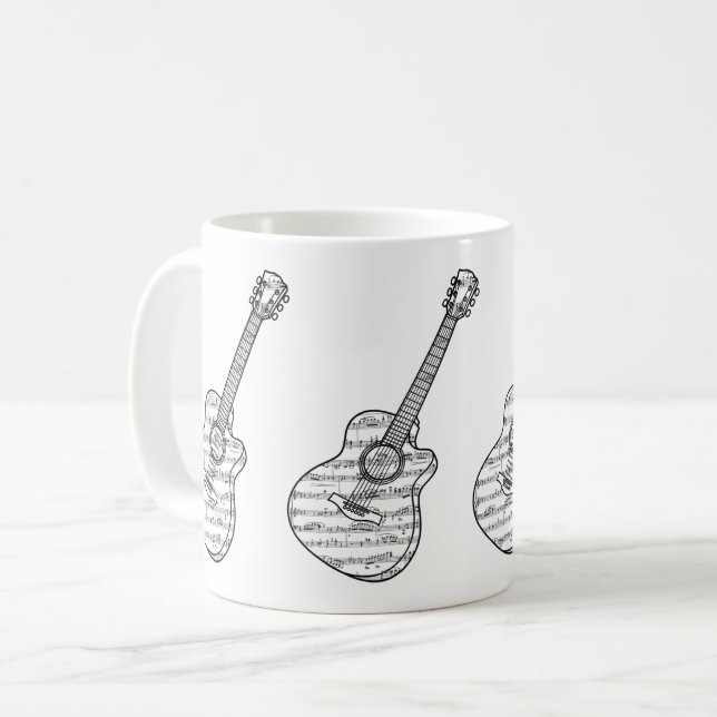 Gitarr och notblad kaffemugg (Framsida vänster)