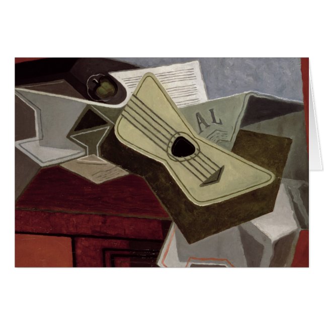 Gitarr och Tidning, 1925 Hälsningskort (Framsidan Horizontal)