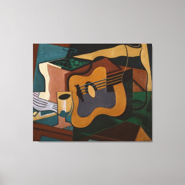 Gitarr och vin Abstrakt målning Canvastryck (Framsida)
