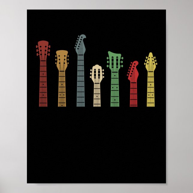 Gitarr Plektrum-gåva till Vintagen Guitarist Retro Poster (Framsidan)