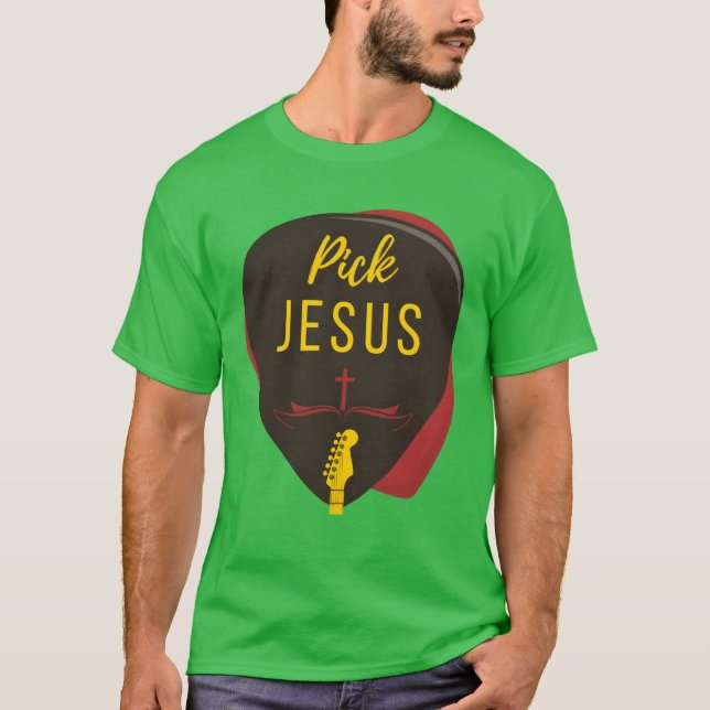 Gitarr Plektrum Jesus Christian Music Guitarist Pa T Shirt (Framsida)