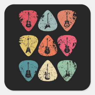 Gitarr Plektrum Retro Vintage för gästassistent Fyrkantigt Klistermärke