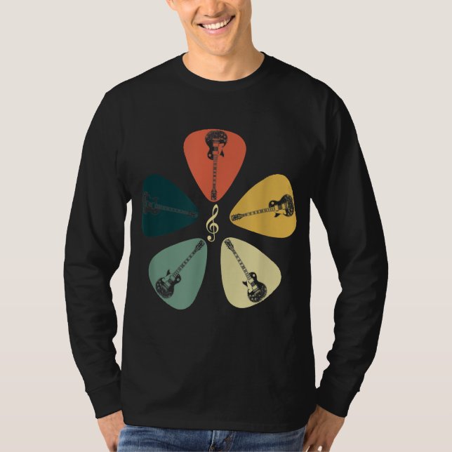 Gitarr Plektrum Shirt. Retro Stil, gåva till Guita T Shirt (Framsida)