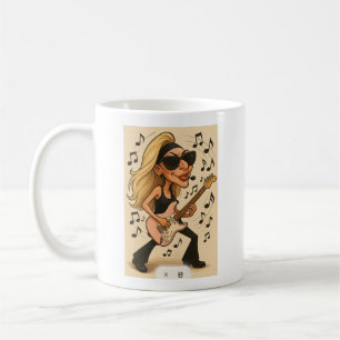 Gitarr Rockin Wild Kvinna Kaffemugg
