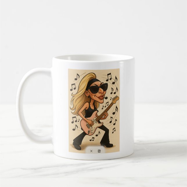 Gitarr Rockin Wild Kvinna Kaffemugg (Vänster)