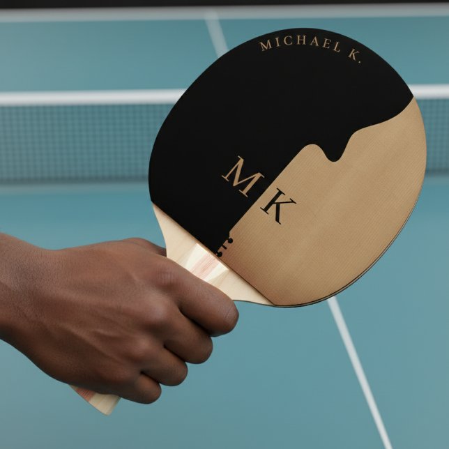 Gitarr Siluett Tan Trä Namn Monogram Pingisracket (Skapare uppladdad)