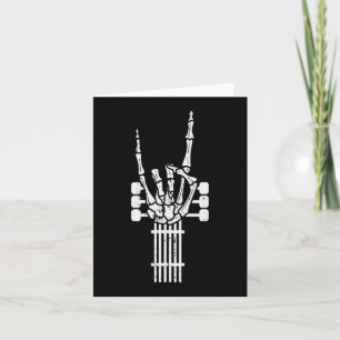 Gitarr Skelett Rock n Roll Rocker Skylt Punk Hej Kort