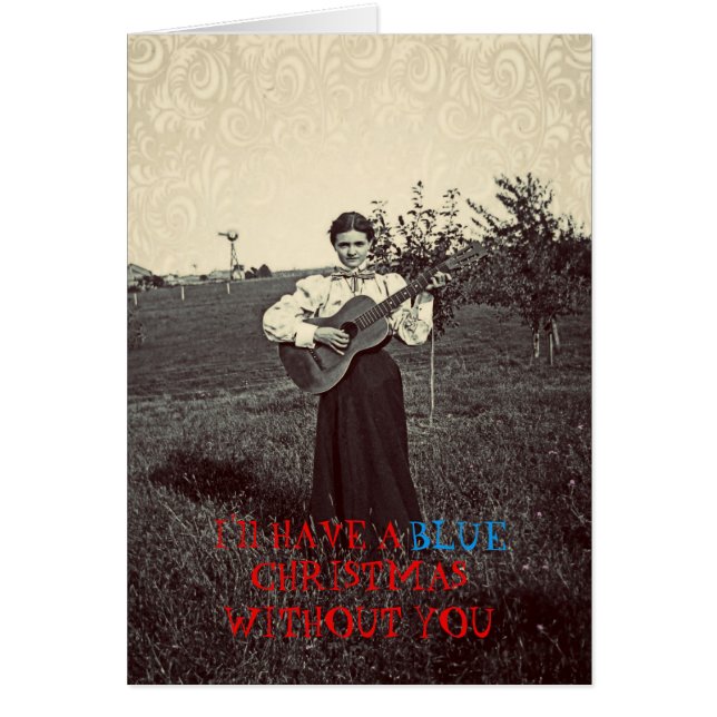 Gitarr som 1890 leker kvinnajulkortet något kort (Framsidan)