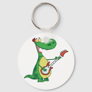 Gitarr som leker dinosauren Keychain Nyckelring