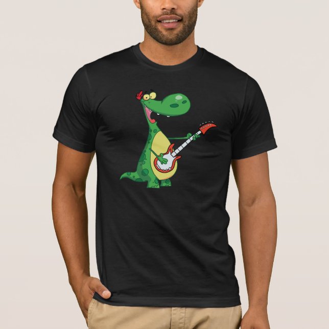 Gitarr som leker Dinosaurmanar T-tröja Tee Shirt (Framsida)