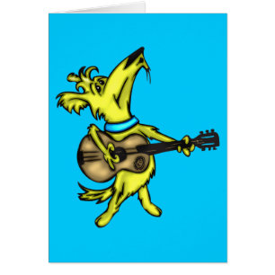 Gitarr som leker hunden hälsningskort