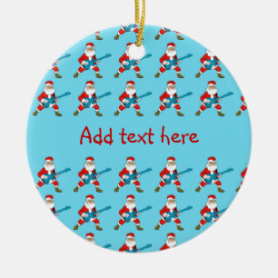 Gitarr som leker jultomten julgransprydnad keramik