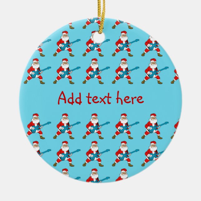 Gitarr som leker jultomten julgransprydnad keramik (Framsidan)