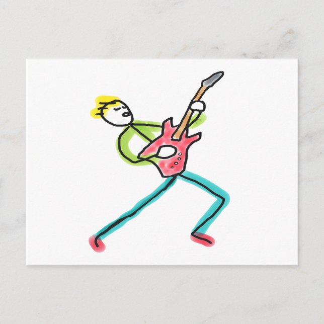 Gitarr Stickman Vykort (Framsida)