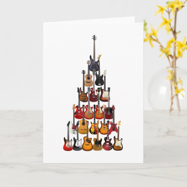 Gitarr Träd Jul Belysning Rock Musik Kort (Gul blomma)