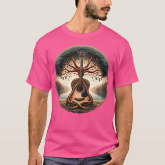 Gitarr Träd Konst Akustisk Gitarr T Shirt