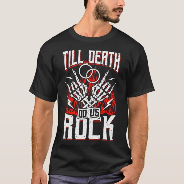 Gitarrbröllopstema Rock N Roll Brud T Shirt (Framsida)