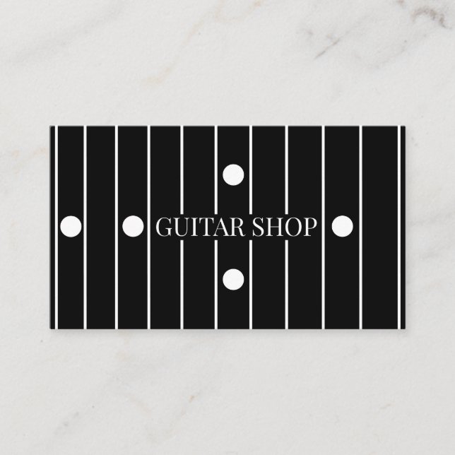 Gitarrbutik Luthier ebenholts greppbräda Grafisk d Visitkort (Framsida)