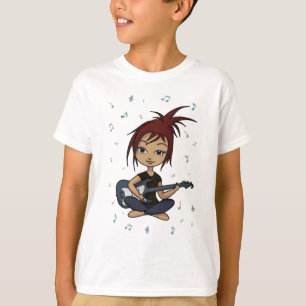 Gitarrchick (version 1, med musik noter) t-shirt
