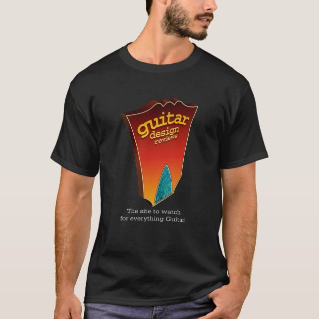 Gitarrdesignen granskar den mörka utslagsplatsen t-shirt (Framsida)