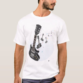 Gitarre mit Musiknoten und Punktemuster t-shirt