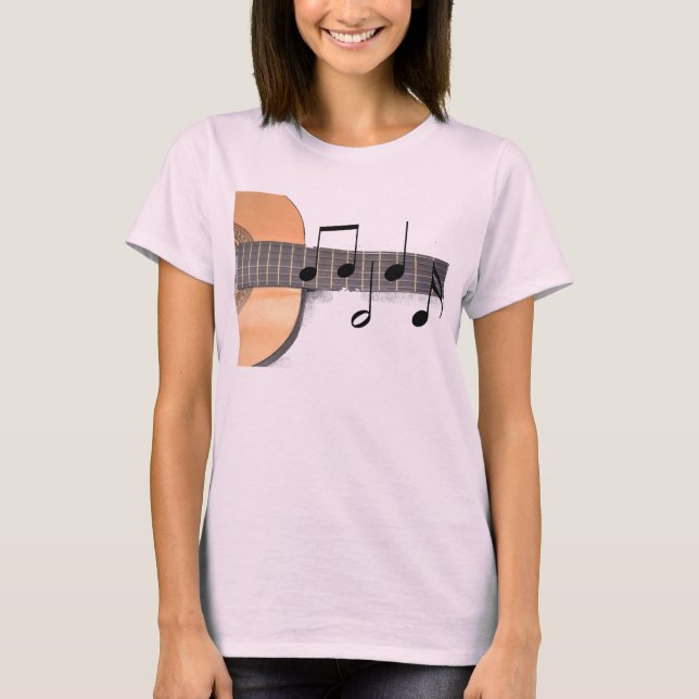 Gitarren med noterar tee shirt (Framsida)