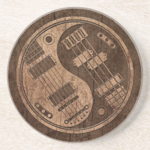 Gitarren och bas- Yin Yang med Wood korn Underlägg Sandsten