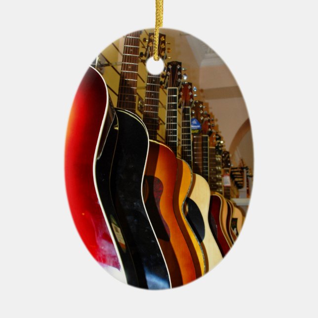 Gitarren shoppar julgransprydnad keramik (Framsidan)