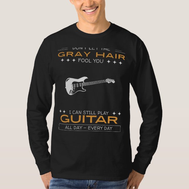 Gitarrentusiast T-shirt - trotsa grått hår, knäpp  (Framsida)