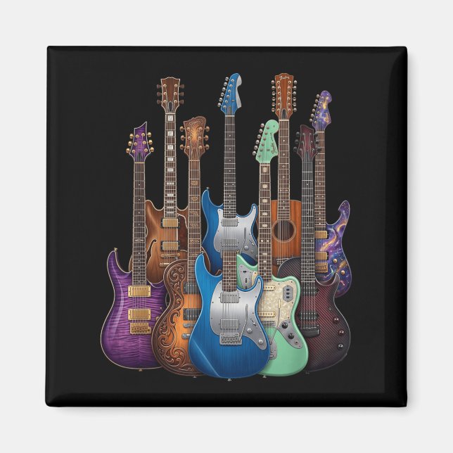 Gitarrer Gitarrister Musik Gitarrpresenter För Män Magnet (Framsidan)
