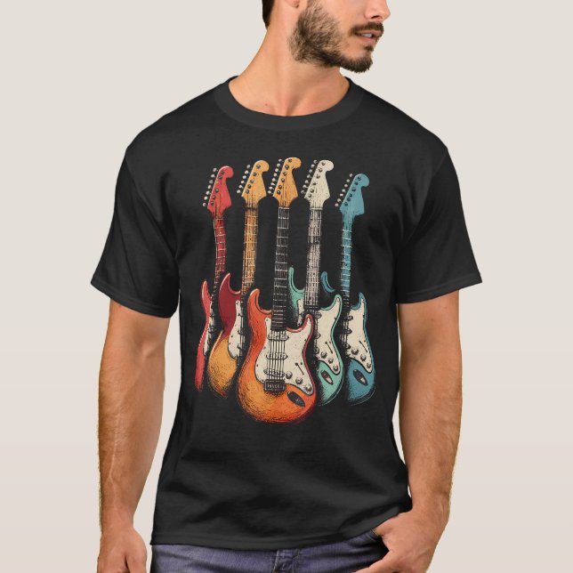Gitarrer Gitarrister Retro Musik Gitarr T Shirt (Framsida)