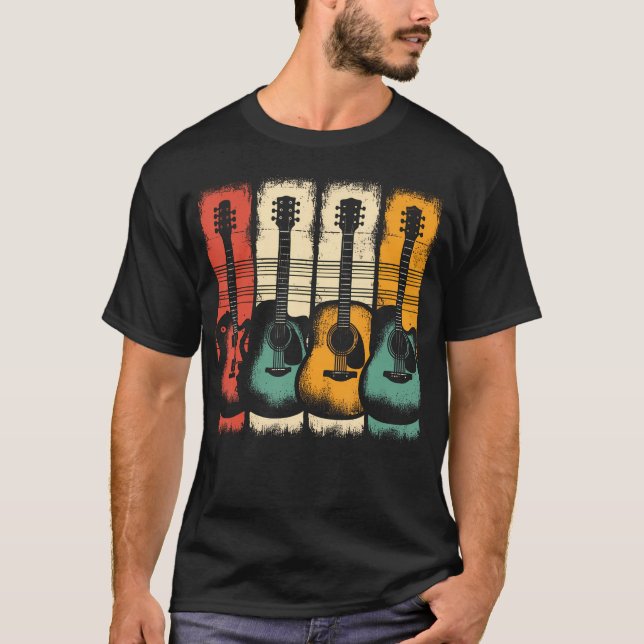 Gitarrer Musik Vintage Gitarr T Shirt (Framsida)