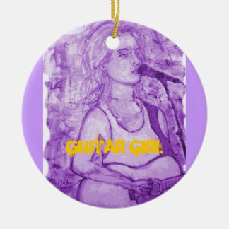 gitarrflickakonst julgransprydnad keramik