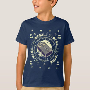 GitarrFuzzpedal, lilor & Lite gul Collage Tee Shirt