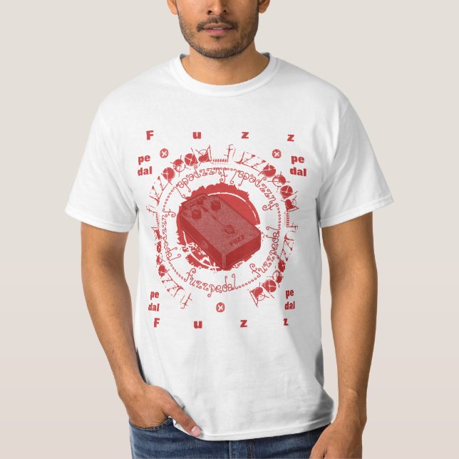 GitarrFuzzpedal, röd vitCollage T Shirt (Framsida)