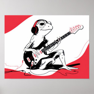 Gitarrgrodan – Cool Musik Djur Konst Poster