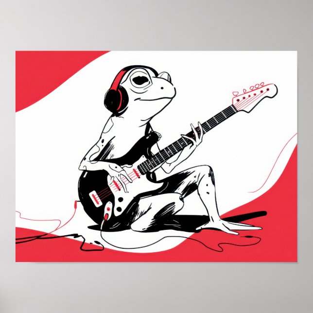 Gitarrgrodan – Cool Musik Djur Konst Poster (Framsidan)