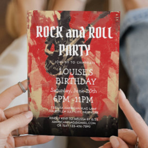 Gitarrillustration Rock And Roll-fest Inbjudningar