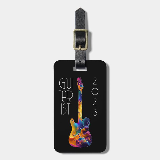 GITARRIST 2023 FÄRGRIKT GITARRENBAND PRESENT BAGAGEBRICKA (Vertikal Framsida)