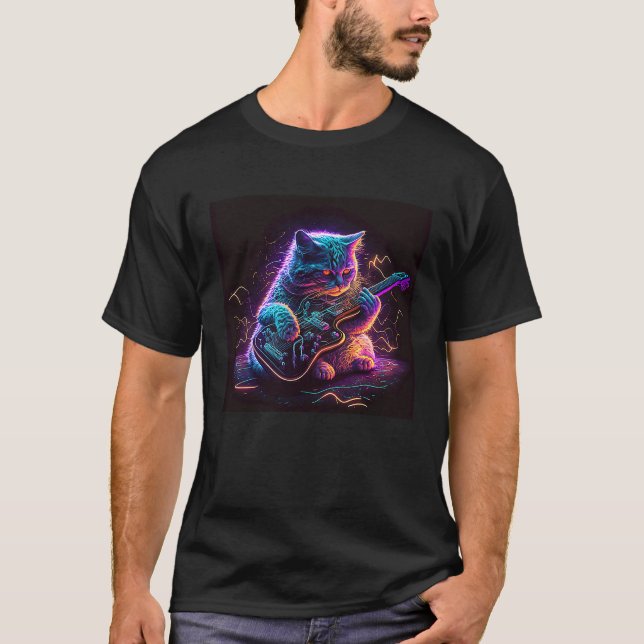 Gitarrkatt Katten spelar på en elektrisk gitarr Sy T Shirt (Framsida)