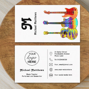 Gitarrlärare Musiker Logo Sociala Medier Ikon Visitkort