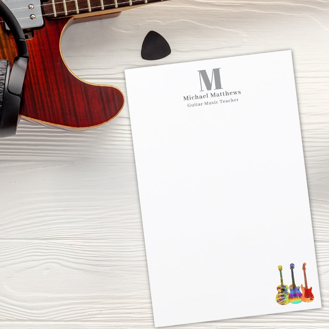 Gitarrlärare Musiklektioner Anpassat Företag (Guitar teacher music business custom stationary )