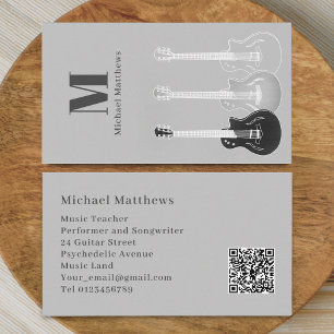 Gitarrlärare Musikproffs Musiker QR-kod Visitkort