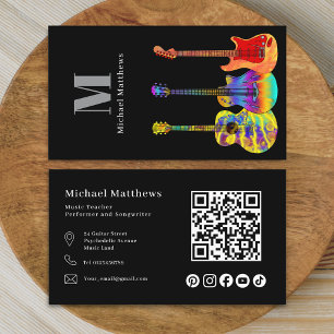 Gitarrlärare QR-kod och anpassad sociala media Visitkort
