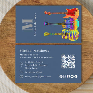 Gitarrlärare QR-kod och anpassad sociala medier Visitkort