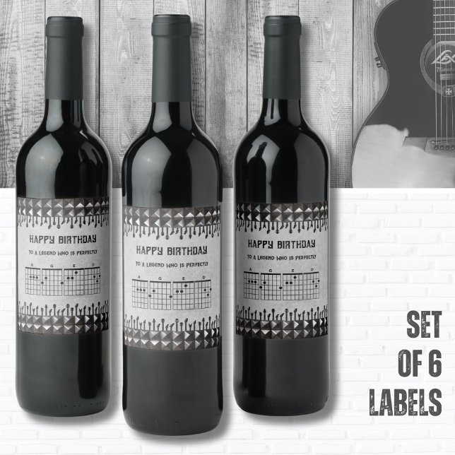 Gitarrlegenden Happy Birthday Musicflaska Vinflaska Etikett (Celebrate the legendary musician in your life with unique Guitarist Birthday Wine Labels)