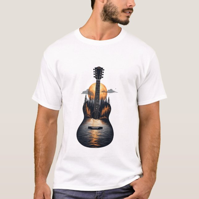 Gitarrmånelandskap T Shirt (Framsida)