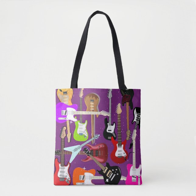 gitarrmönster, musik,stil,lila, tygkasse (Framsida)